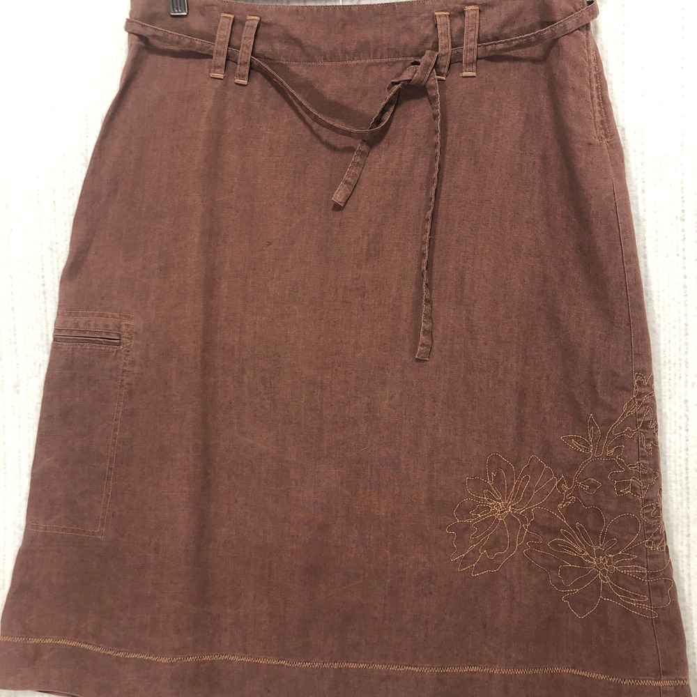 Patagonia Water Girl A‎ Line Skirt Floral Embroidered Tie Waist Cargo Pocket